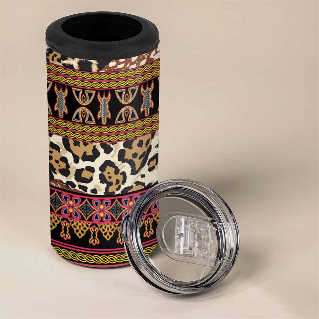 Cameroon Toghu 4 in 1 Can Cooler Tumbler Wild Animal Skins Seamless Pattern
