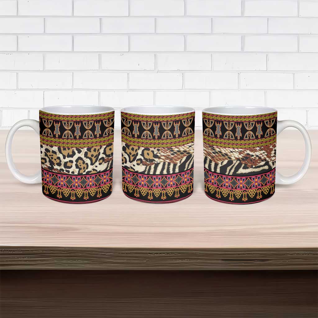 Cameroon Toghu Ceramic Mug Wild Animal Skins Seamless Pattern