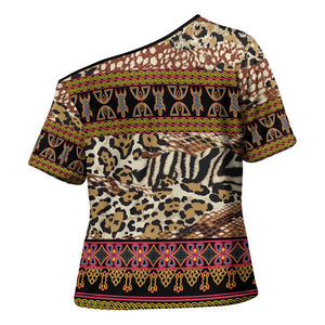 Cameroon Toghu Cross Shoulder Shirt Wild Animal Skins Seamless Pattern
