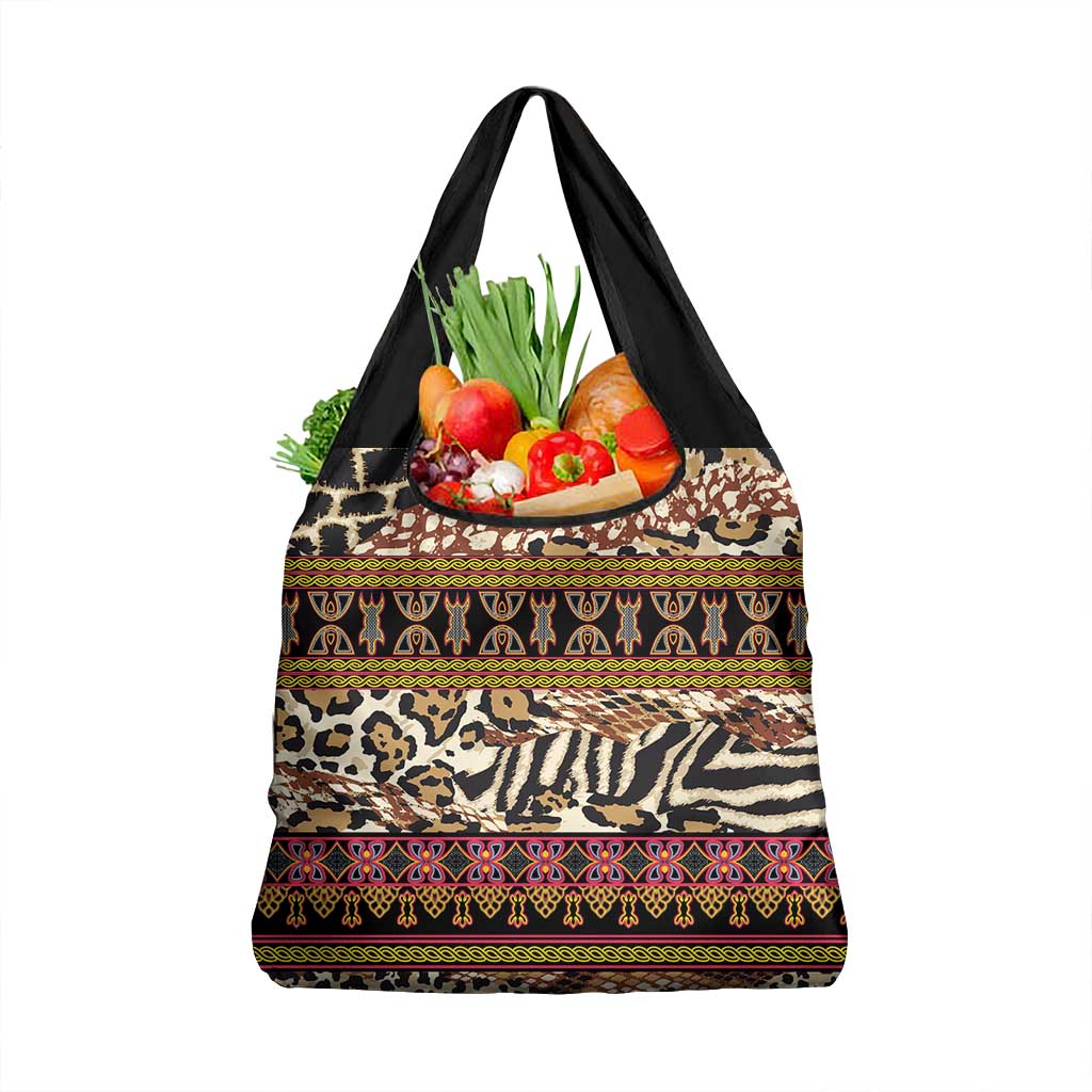 Cameroon Toghu Grocery Bag Wild Animal Skins Seamless Pattern