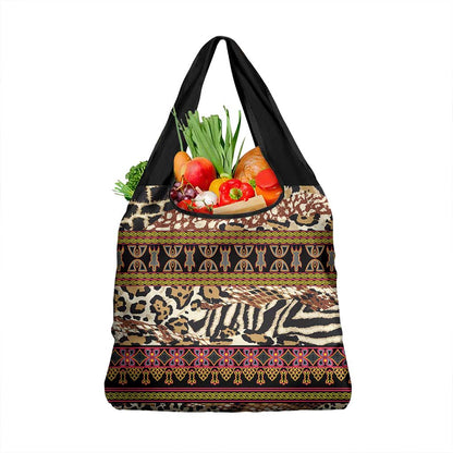 Cameroon Toghu Grocery Bag Wild Animal Skins Seamless Pattern