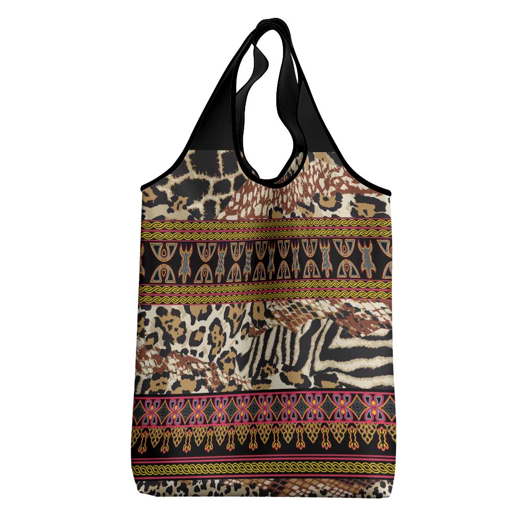 Cameroon Toghu Grocery Bag Wild Animal Skins Seamless Pattern