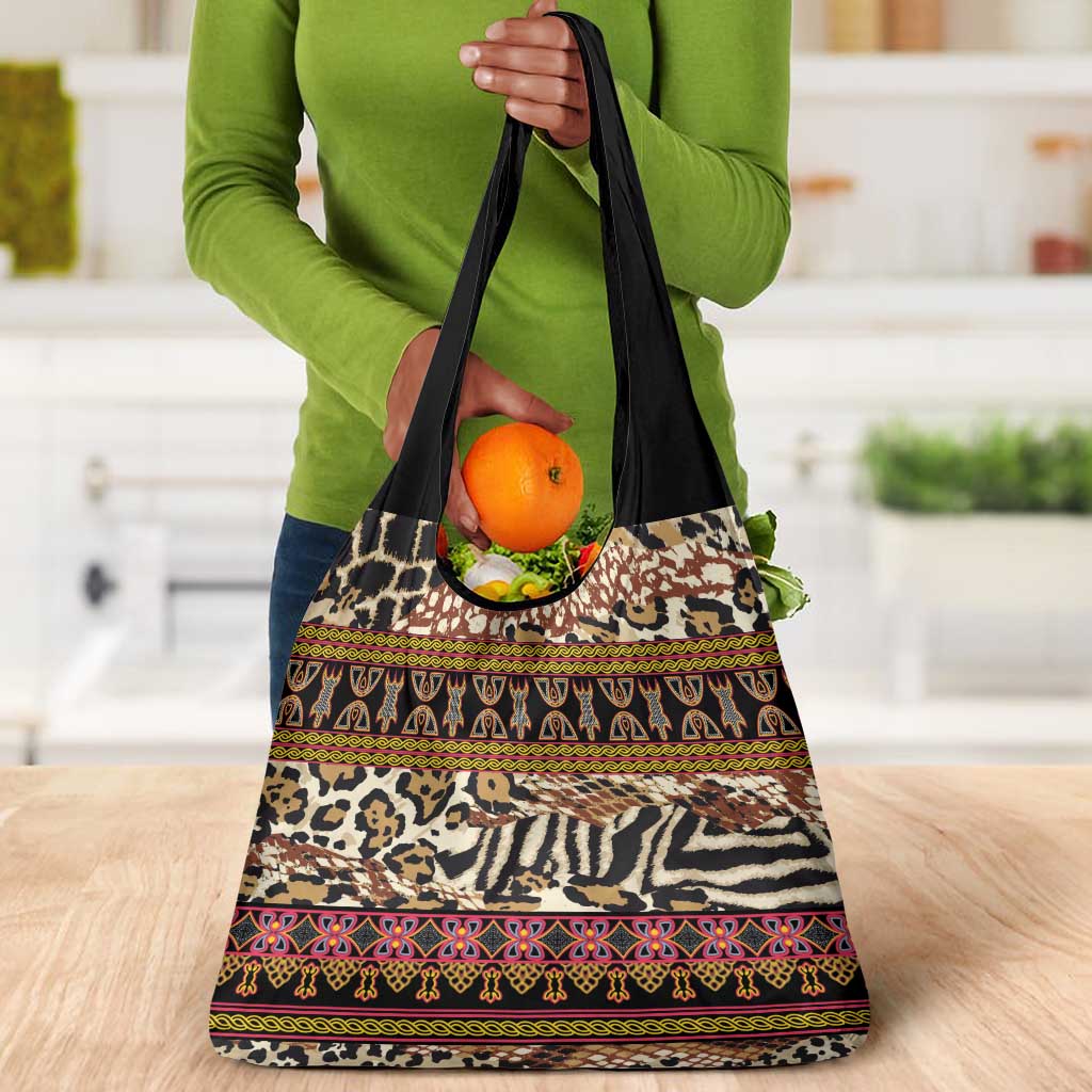 Cameroon Toghu Grocery Bag Wild Animal Skins Seamless Pattern