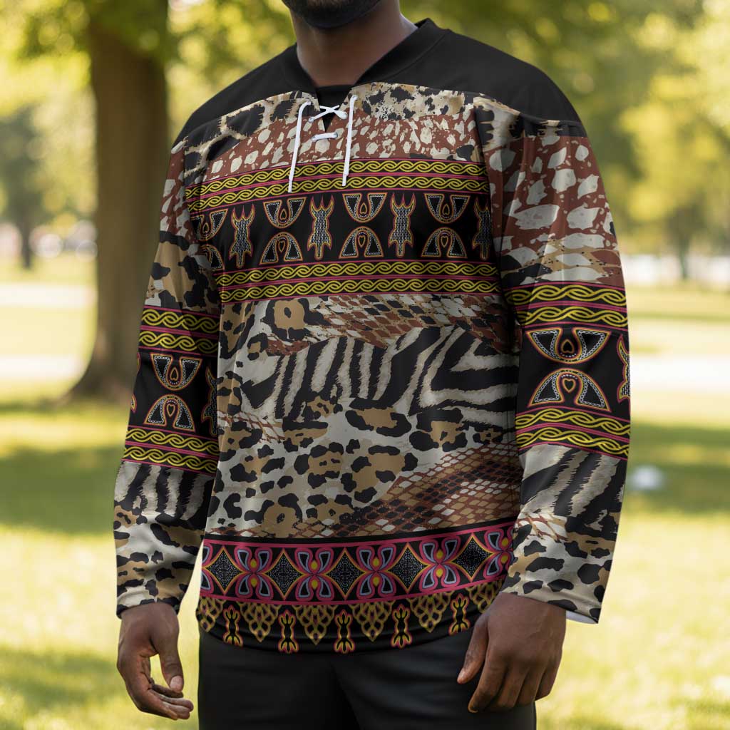 Cameroon Toghu Hockey Jersey Wild Animal Skins Seamless Pattern
