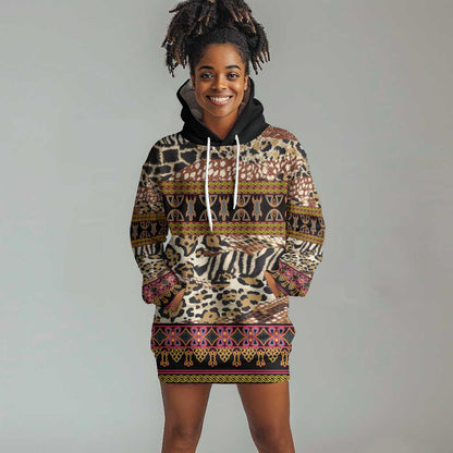 Cameroon Toghu Hoodie Dress Wild Animal Skins Seamless Pattern