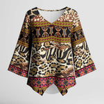 Cameroon Toghu Kimono Sleeve Blouse Wild Animal Skins Seamless Pattern