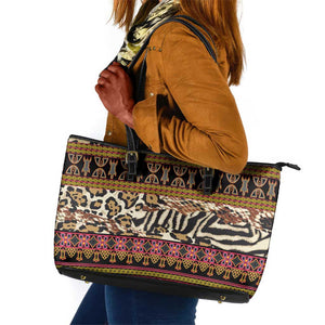 Cameroon Toghu Leather Tote Bag Wild Animal Skins Seamless Pattern