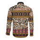 Cameroon Toghu Long Sleeve Button Shirt Wild Animal Skins Seamless Pattern