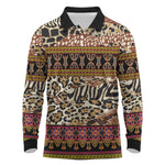 Cameroon Toghu Long Sleeve Polo Shirt Wild Animal Skins Seamless Pattern
