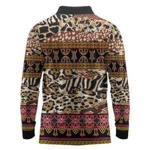 Cameroon Toghu Long Sleeve Polo Shirt Wild Animal Skins Seamless Pattern
