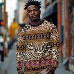 Cameroon Toghu Long Sleeve Shirt Wild Animal Skins Seamless Pattern