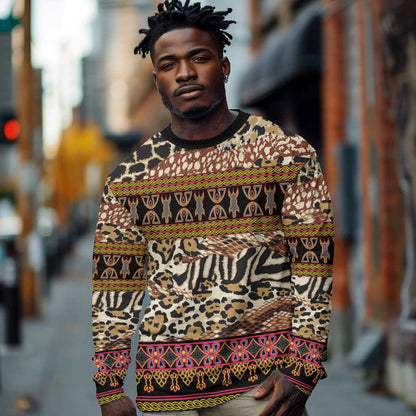 Cameroon Toghu Long Sleeve Shirt Wild Animal Skins Seamless Pattern
