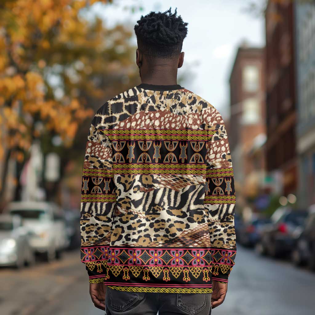 Cameroon Toghu Long Sleeve Shirt Wild Animal Skins Seamless Pattern