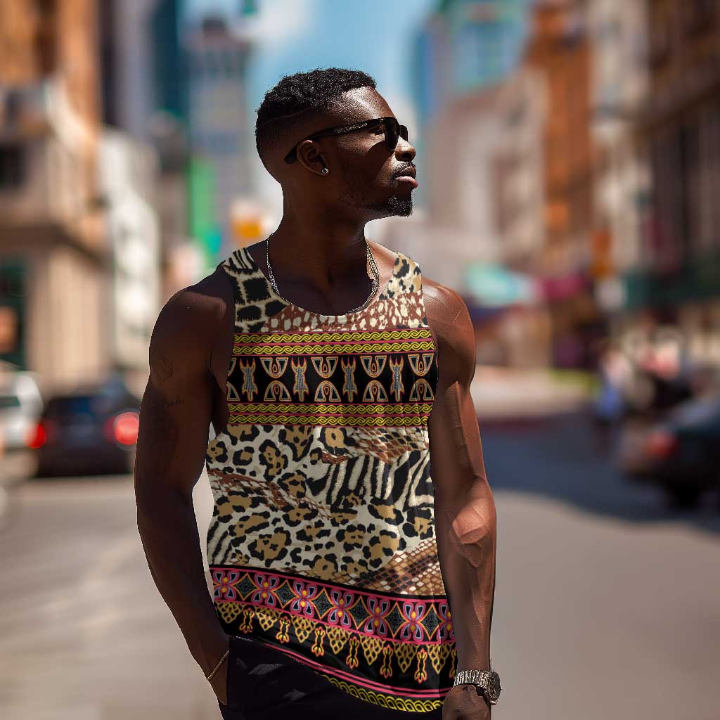 Cameroon Toghu Men Tank Top Wild Animal Skins Seamless Pattern