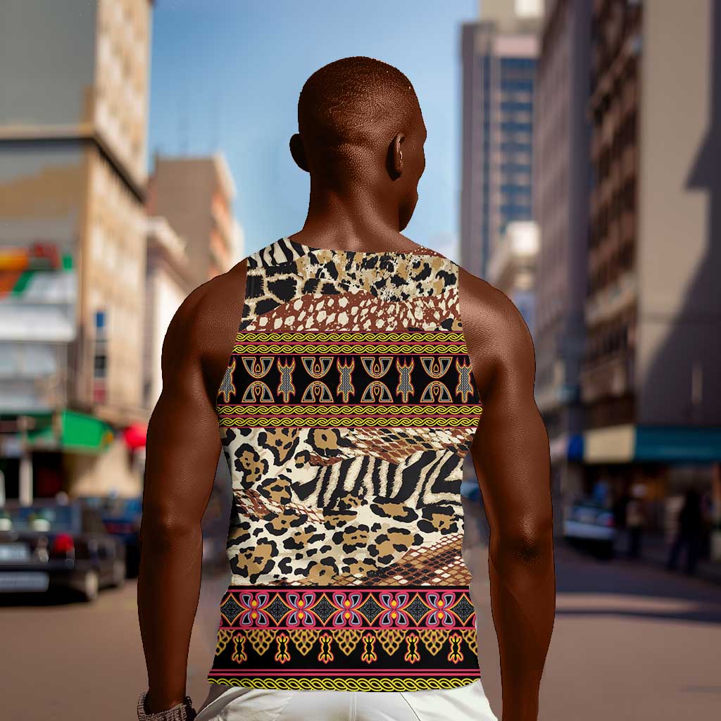 Cameroon Toghu Men Tank Top Wild Animal Skins Seamless Pattern
