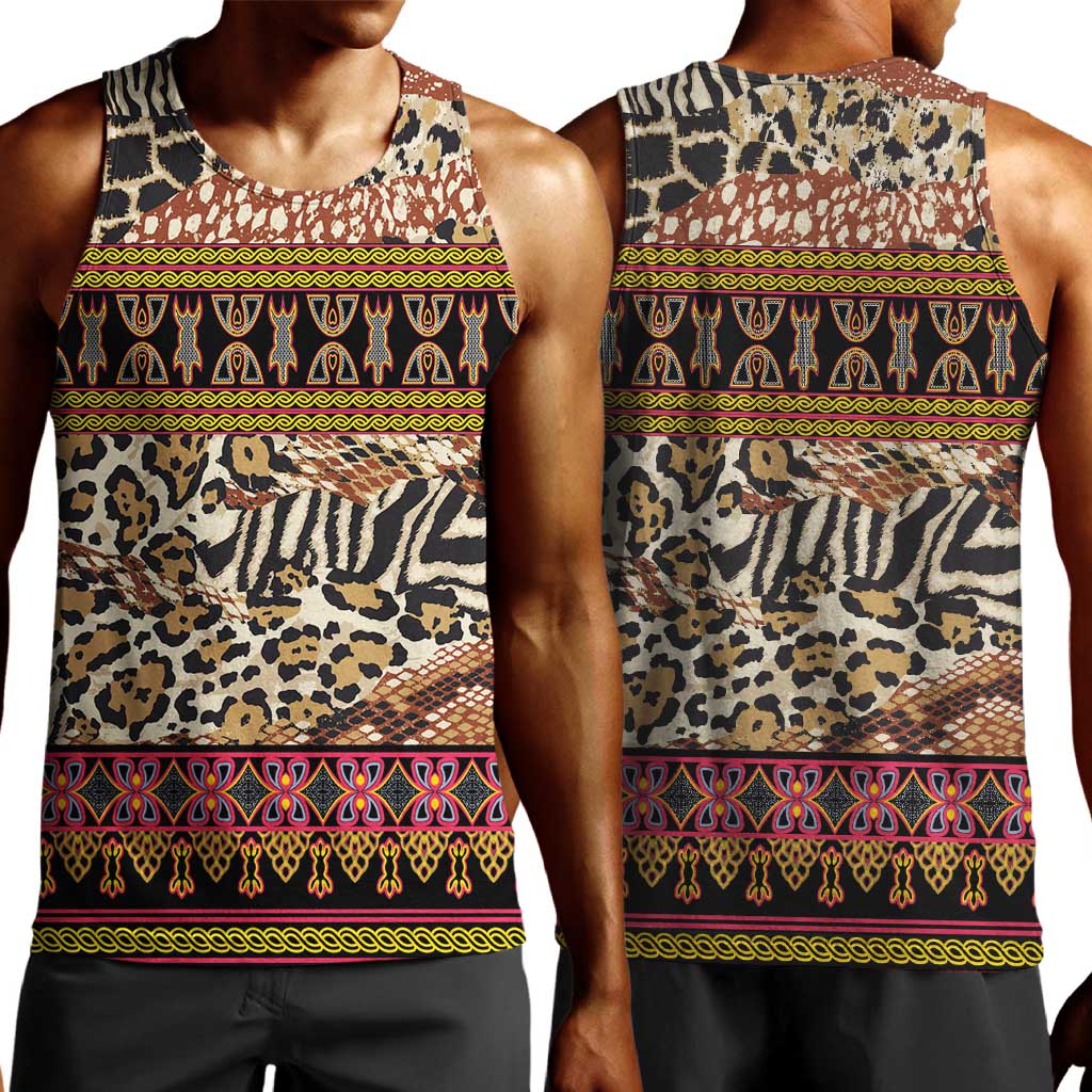 Cameroon Toghu Men Tank Top Wild Animal Skins Seamless Pattern