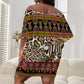 Cameroon Toghu Off Shoulder Short Dress Wild Animal Skins Seamless Pattern