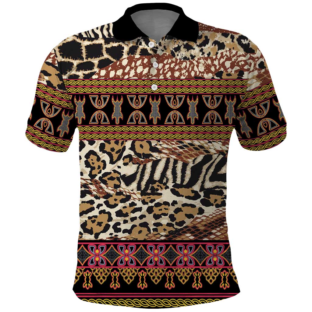 Cameroon Toghu Polo Shirt Wild Animal Skins Seamless Pattern