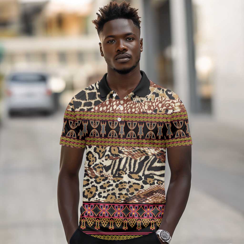 Cameroon Toghu Polo Shirt Wild Animal Skins Seamless Pattern