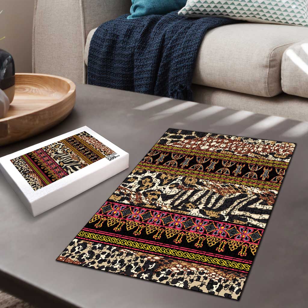 Cameroon Toghu Puzzle Wild Animal Skins Seamless Pattern