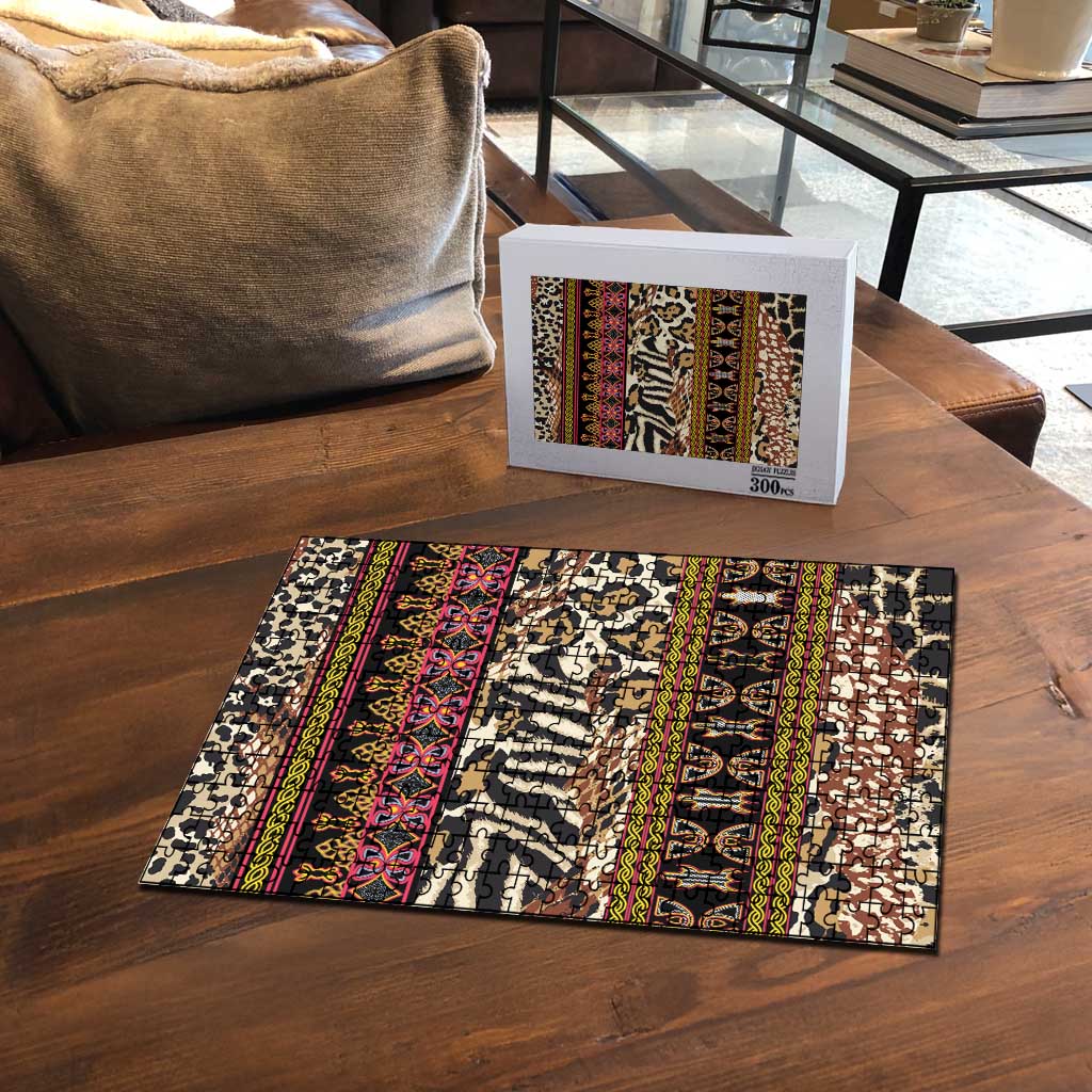 Cameroon Toghu Puzzle Wild Animal Skins Seamless Pattern