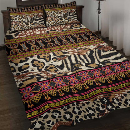 Cameroon Toghu Quilt Bed Set Wild Animal Skins Seamless Pattern