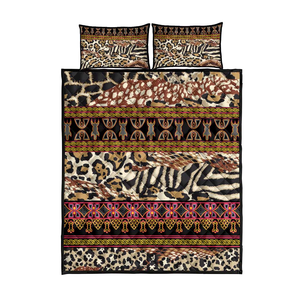 Cameroon Toghu Quilt Bed Set Wild Animal Skins Seamless Pattern