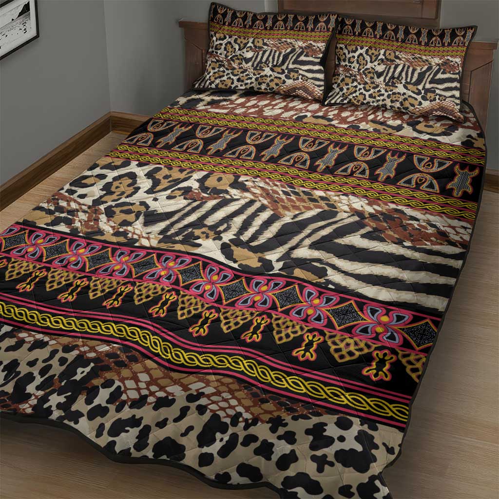 Cameroon Toghu Quilt Bed Set Wild Animal Skins Seamless Pattern