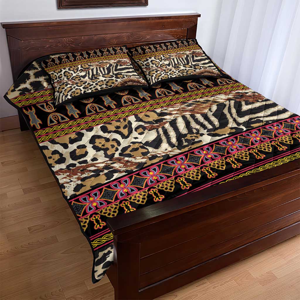 Cameroon Toghu Quilt Bed Set Wild Animal Skins Seamless Pattern