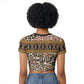 Cameroon Toghu Raglan Cropped T shirt Wild Animal Skins Seamless Pattern