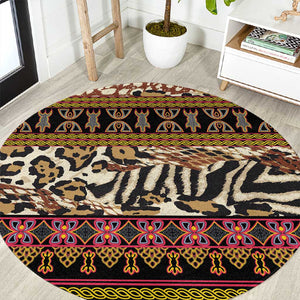 Cameroon Toghu Round Carpet Wild Animal Skins Seamless Pattern