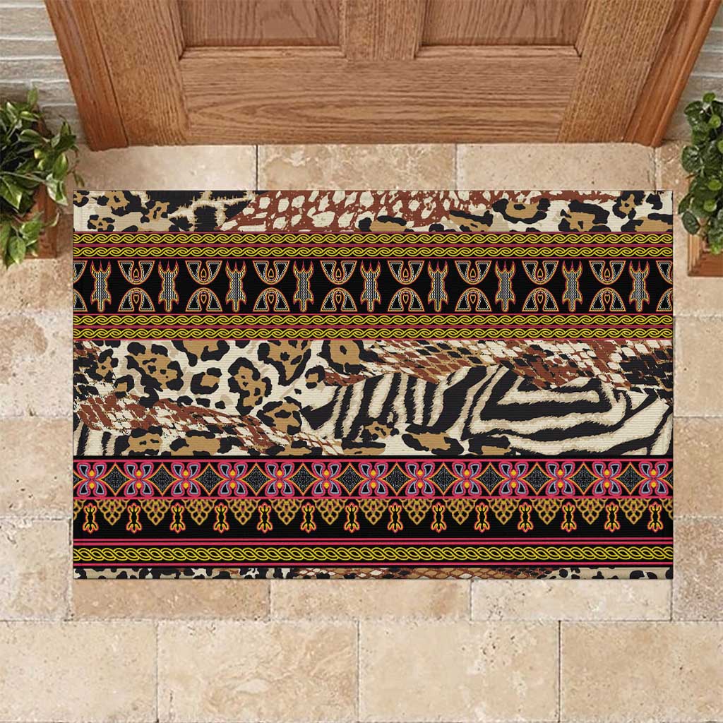 Cameroon Toghu Rubber Doormat Wild Animal Skins Seamless Pattern