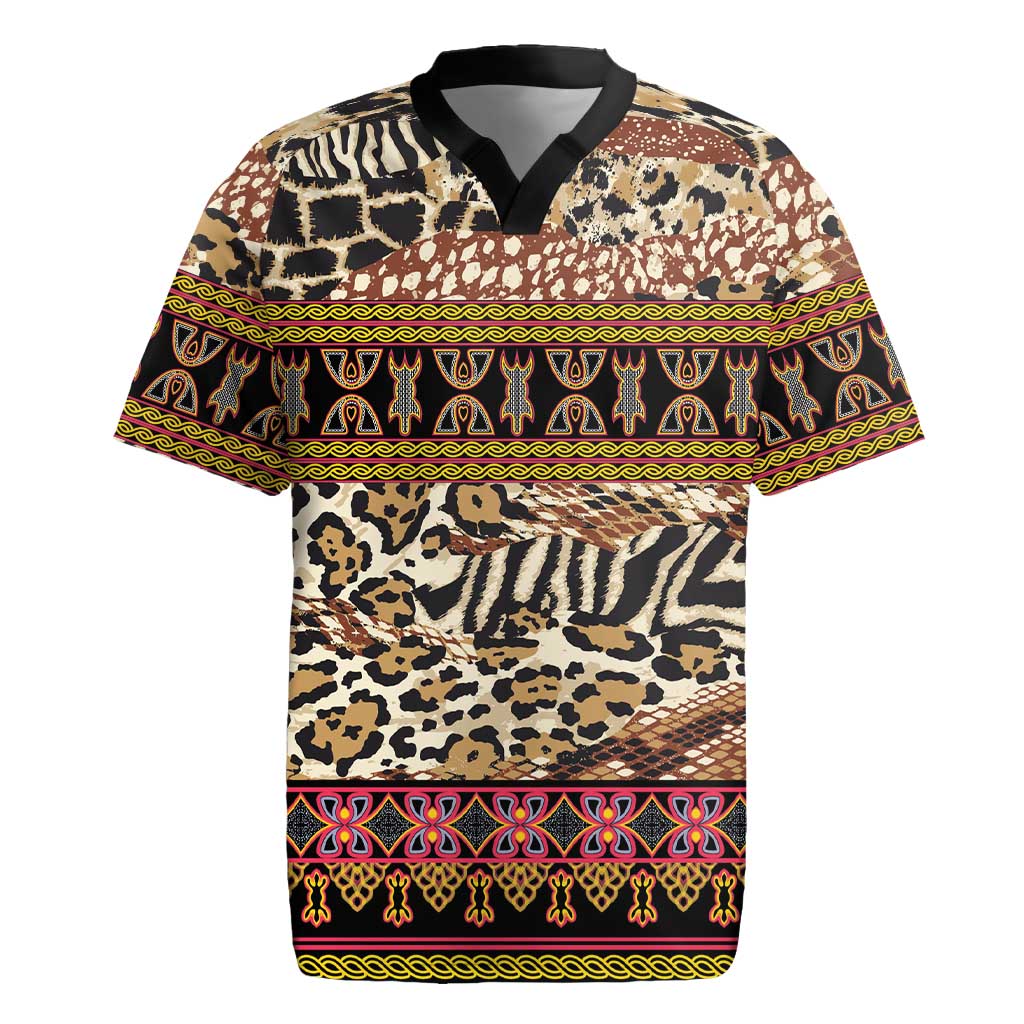 Cameroon Toghu Rugby Jersey Wild Animal Skins Seamless Pattern