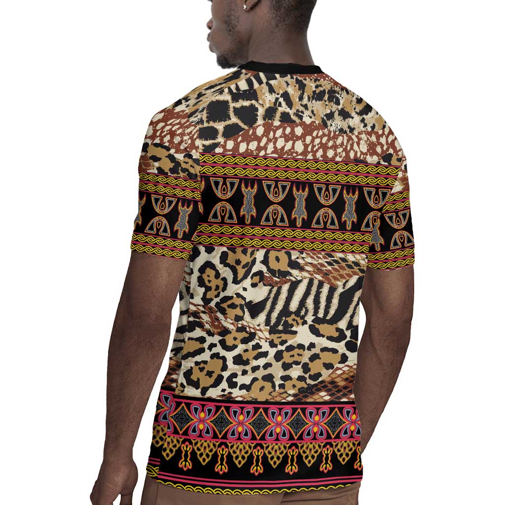 Cameroon Toghu Rugby Jersey Wild Animal Skins Seamless Pattern
