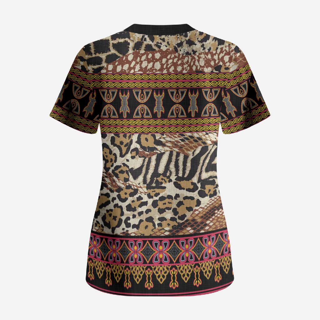 Cameroon Toghu Scrub Top Wild Animal Skins Seamless Pattern