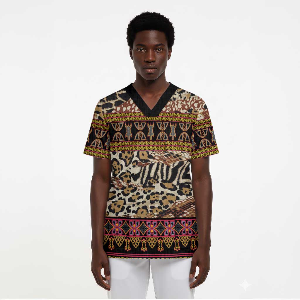 Cameroon Toghu Scrub Top Wild Animal Skins Seamless Pattern