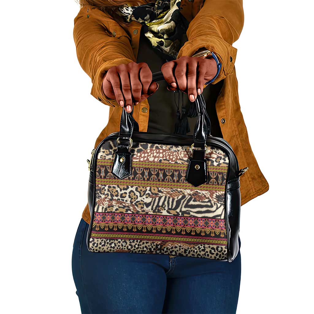 Cameroon Toghu Shoulder Handbag Wild Animal Skins Seamless Pattern