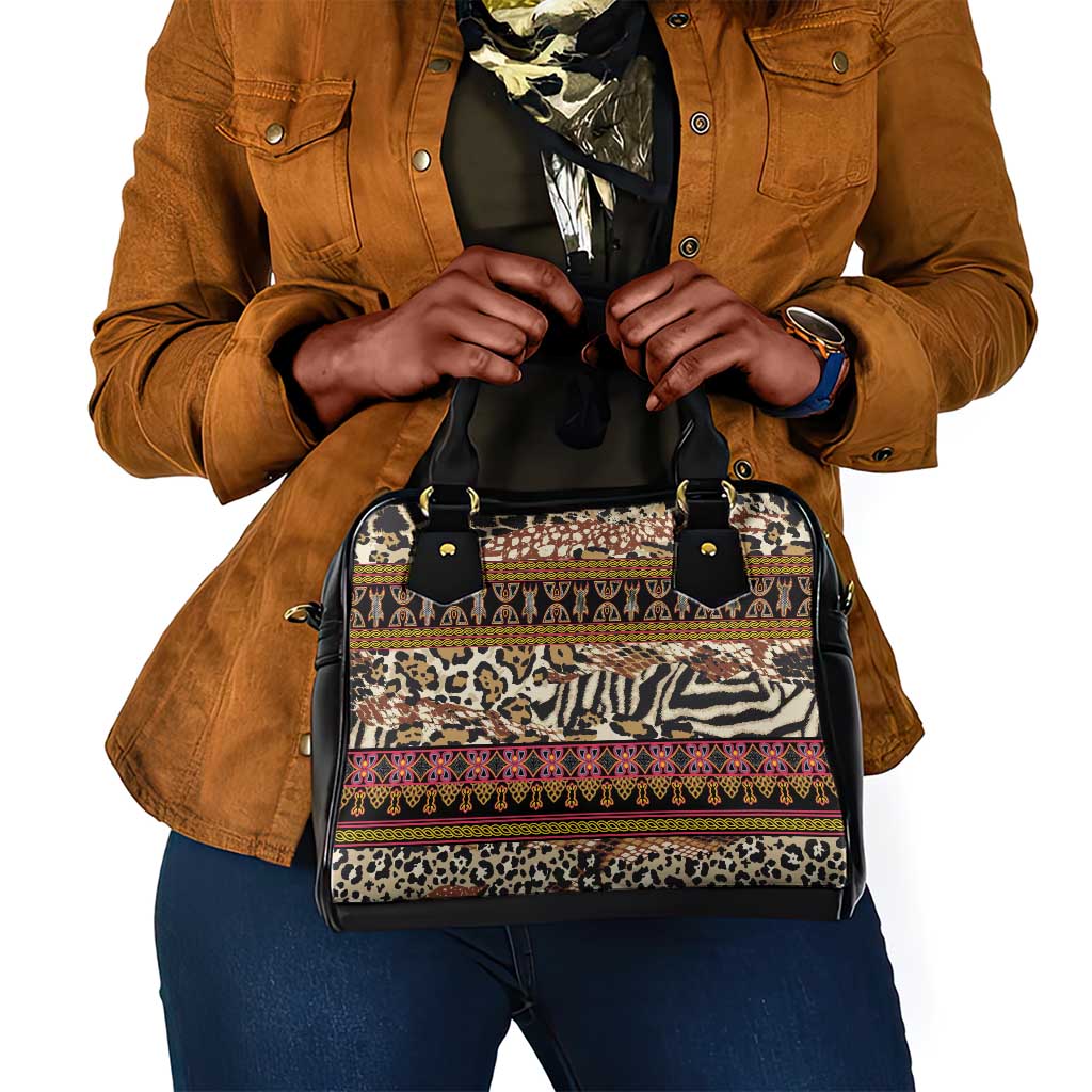 Cameroon Toghu Shoulder Handbag Wild Animal Skins Seamless Pattern