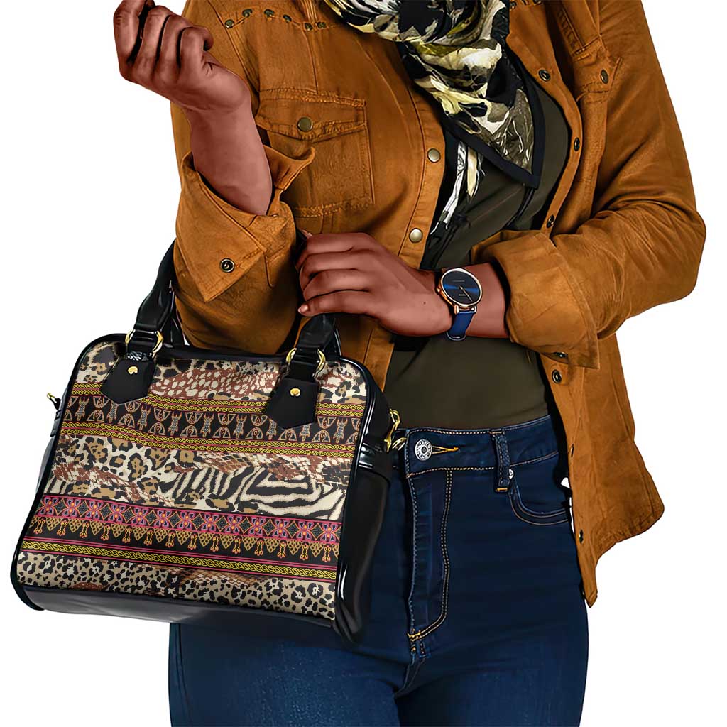 Cameroon Toghu Shoulder Handbag Wild Animal Skins Seamless Pattern