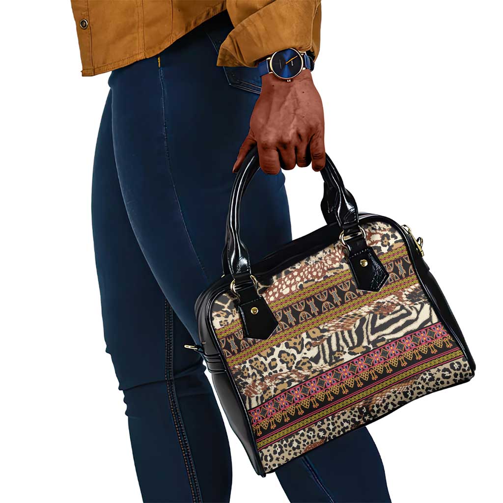 Cameroon Toghu Shoulder Handbag Wild Animal Skins Seamless Pattern