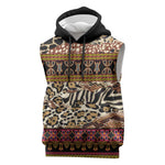 Cameroon Toghu Sleeveless Hoodie Wild Animal Skins Seamless Pattern