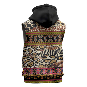 Cameroon Toghu Sleeveless Hoodie Wild Animal Skins Seamless Pattern