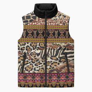 Cameroon Toghu Sleeveless Puffer Jacket Wild Animal Skins Seamless Pattern