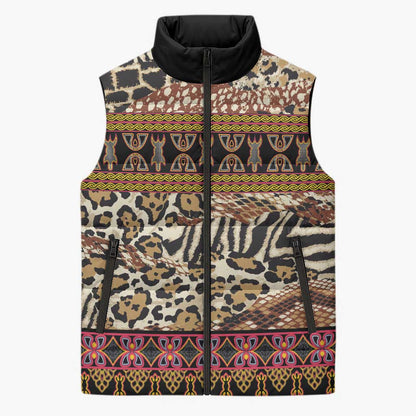 Cameroon Toghu Sleeveless Puffer Jacket Wild Animal Skins Seamless Pattern