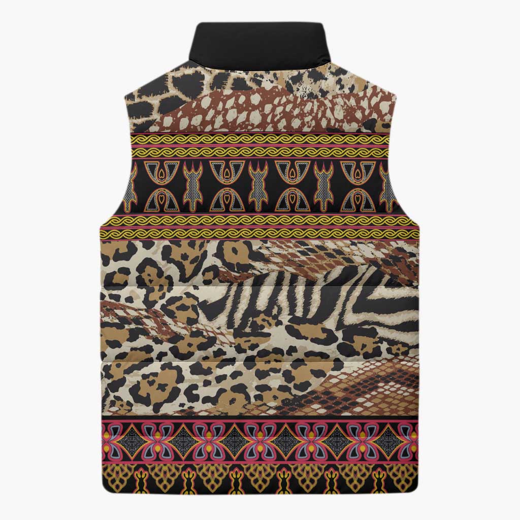 Cameroon Toghu Sleeveless Puffer Jacket Wild Animal Skins Seamless Pattern
