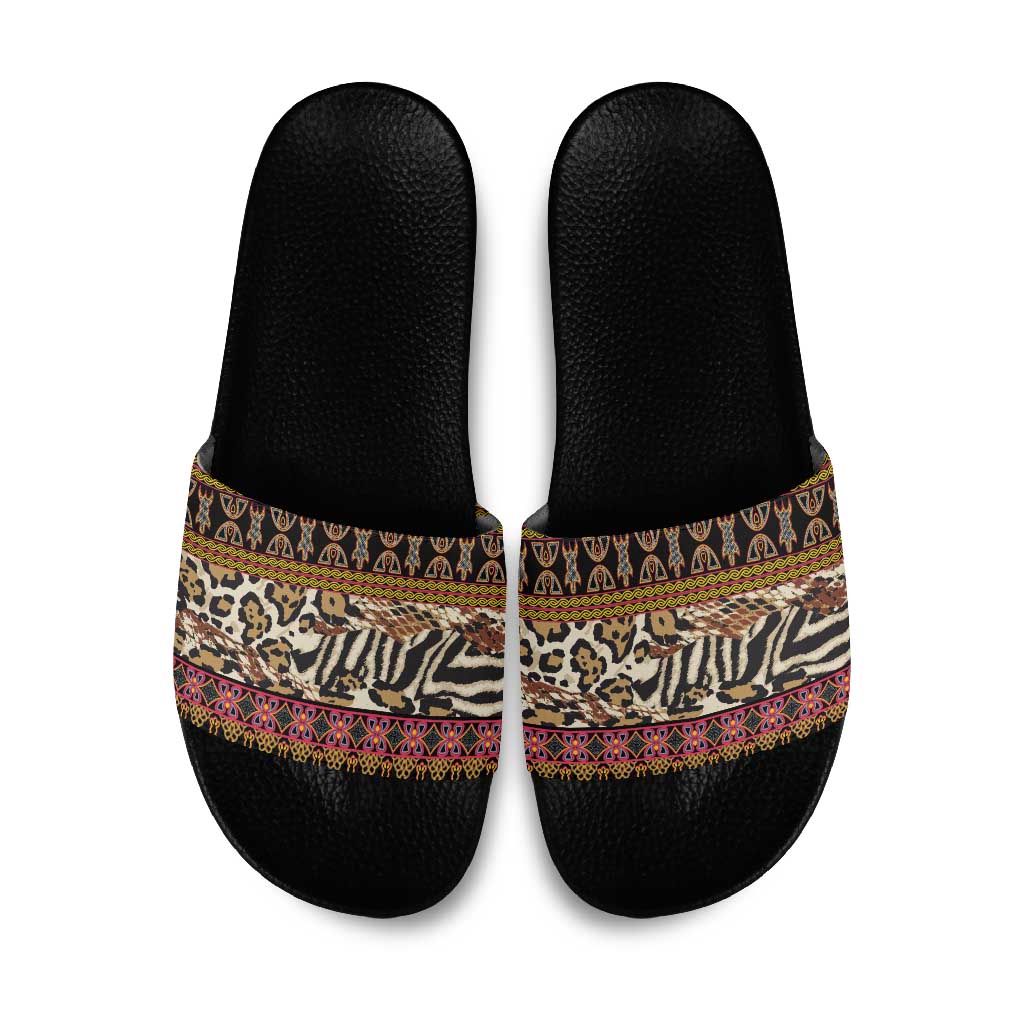 Cameroon Toghu Slide Sandals Wild Animal Skins Seamless Pattern