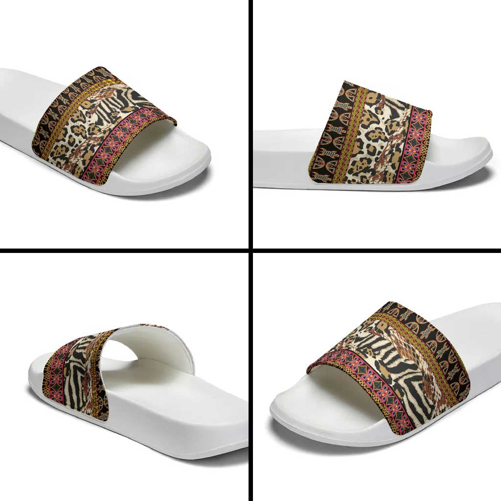 Cameroon Toghu Slide Sandals Wild Animal Skins Seamless Pattern