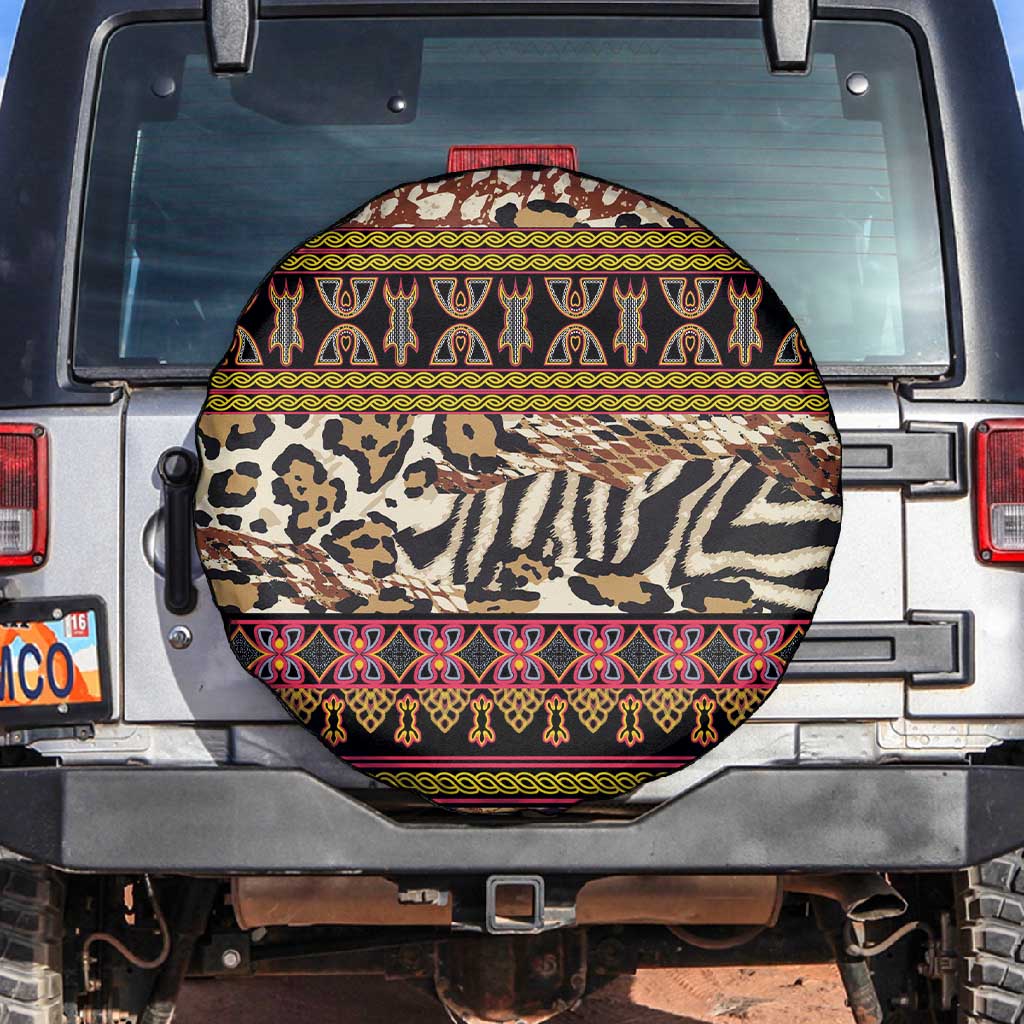 Cameroon Toghu Spare Tire Cover Wild Animal Skins Seamless Pattern