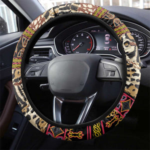 Cameroon Toghu Steering Wheel Cover Wild Animal Skins Seamless Pattern