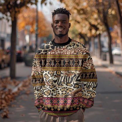 Cameroon Toghu Sweatshirt Wild Animal Skins Seamless Pattern